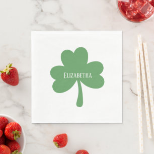Servilleta De Papel Green Shamrock St. Patrick's Day Custom Name