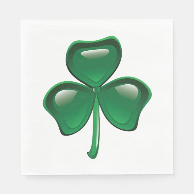 Servilleta De Papel Green Shamrock Three-Leaf Clover (Anverso)