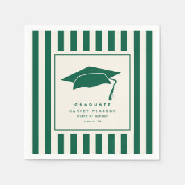 Servilleta De Papel Green Sporty Stripes Custom Graduation Party