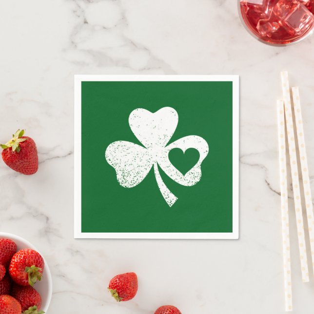 Servilleta De Papel Green St Patricks Day Irish Patty's Heart Shamrock (In situ)