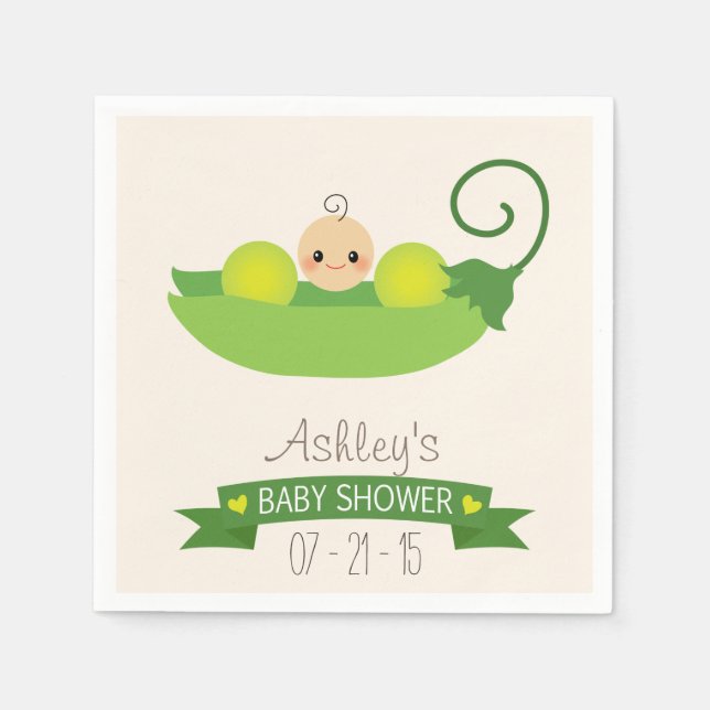 Servilleta De Papel Green Sweet Pea Baby Shower (Anverso)