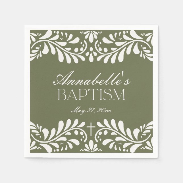 Servilleta De Papel Green Talavera Tile Español Fiesta Baptismo (Anverso)
