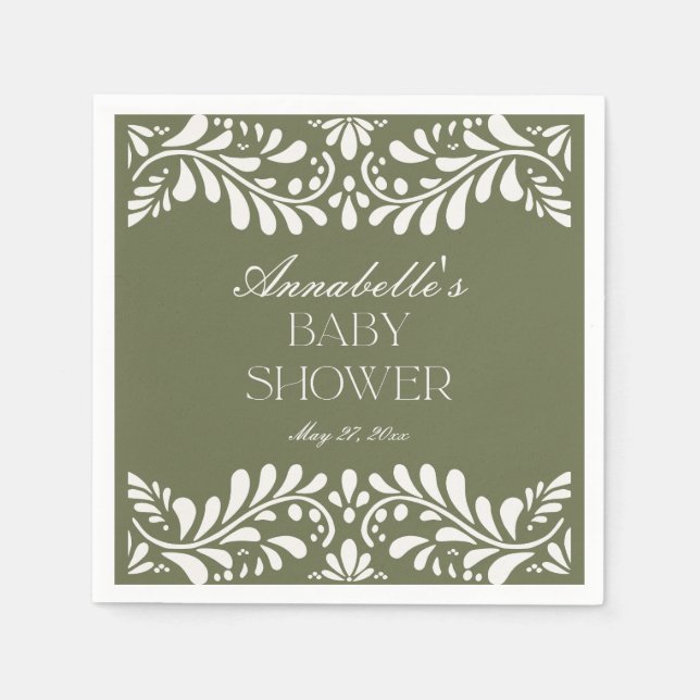Servilleta De Papel Green Talavera Tile Spanish Fiesta Baby Shower (Anverso)
