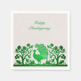 Servilleta De Papel Green Thankending Turkey Floral Napkins