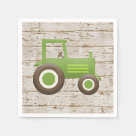 Servilleta De Papel Green Tractor Farm Baby Shower Boy