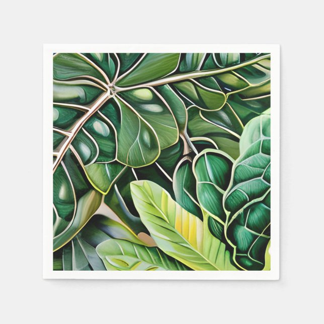 Servilleta De Papel Green Tropical Leaves Housewarming Gift (Anverso)