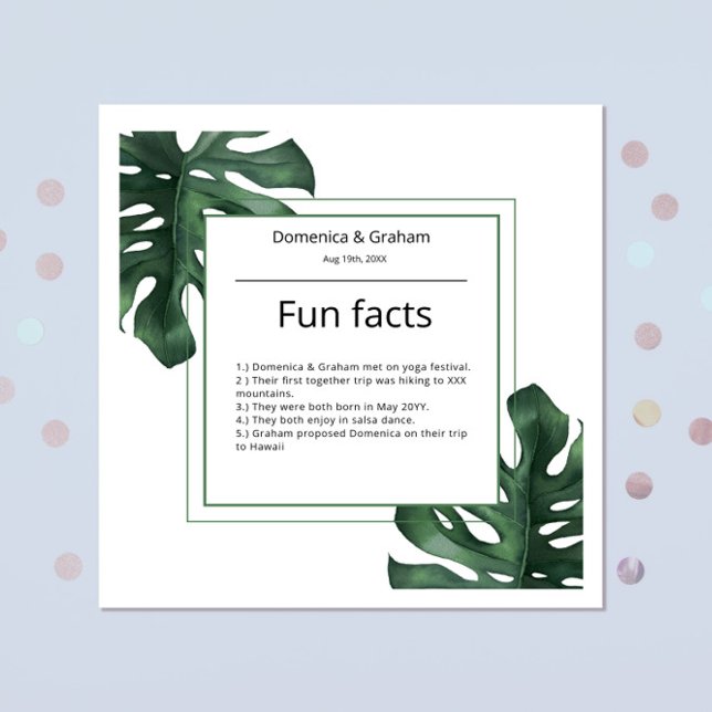 Servilleta De Papel Green Tropical Monstera Boda de la hoja Fun Hacts (Subido por el creador)