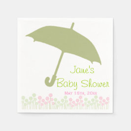 Servilleta De Papel Green Umbrella Baby Shower Napkins