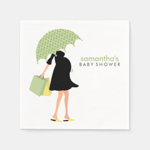 Servilleta De Papel Green Umbrella Mommy Baby Shower