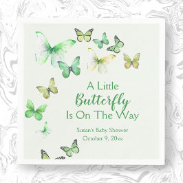Servilleta De Papel Green Unisex A Little Butfly Baby Shower