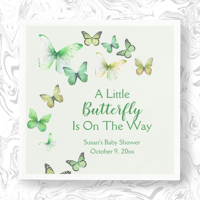 Servilleta De Papel Green Unisex A Little Butfly Baby Shower (Subido por el creador)