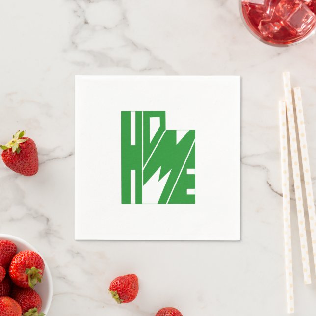 Servilleta De Papel Green Utah HOME State Word Art (In situ)