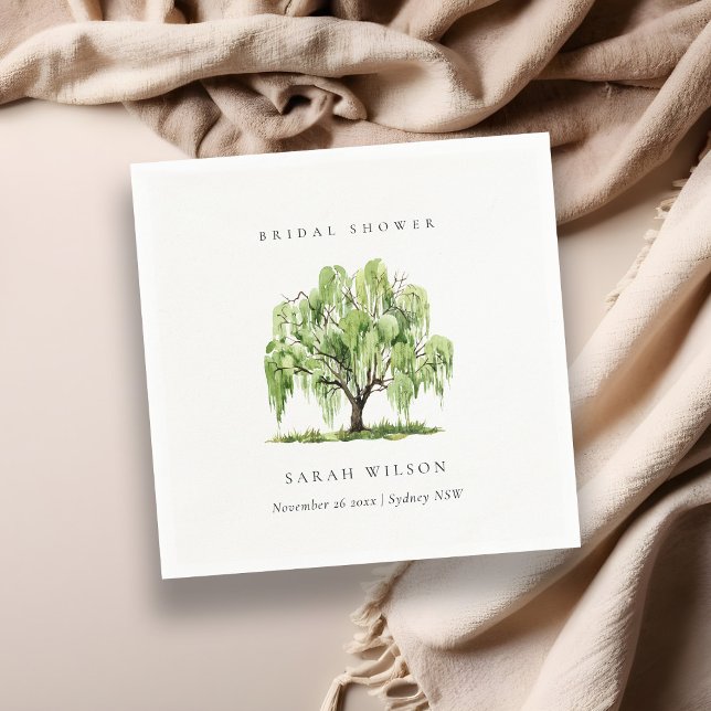 Servilleta De Papel Green Watercolor Willow Tree Farm Shower (Subido por el creador)