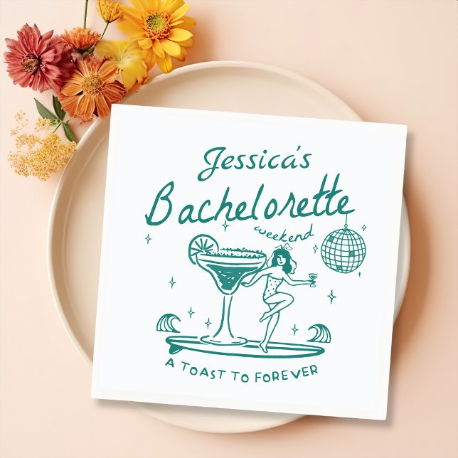 Servilleta De Papel Green Whimsical Hand dibujó Funky Bachelorette (Subido por el creador)