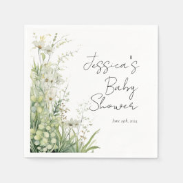Servilleta De Papel Green Wildflower Baby Shower Napkins