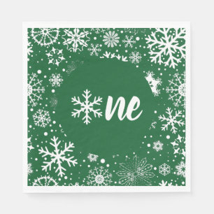 Servilleta De Papel Green Winter First Birday Snowflake One Napkins