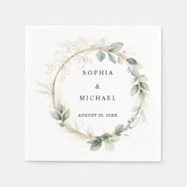 Servilleta De Papel Greenery and Gold Wedding Napkins