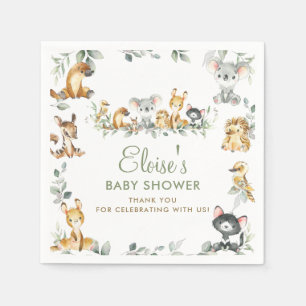 Servilleta De Papel Greenery Australian Animals Baby Shower Gracias