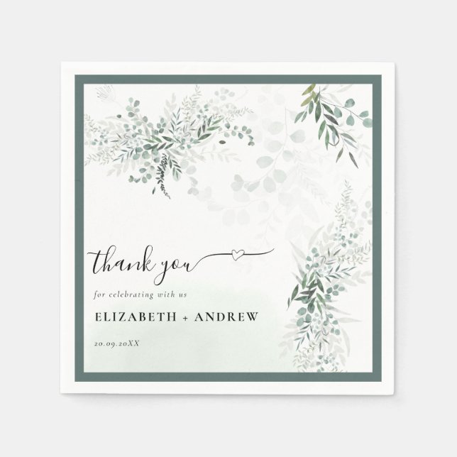 Servilleta De Papel Greenery Boho Boda (Anverso)