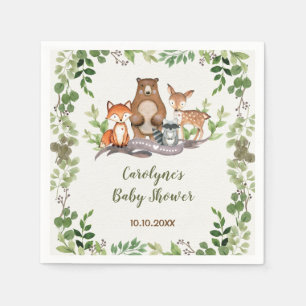 Servilleta De Papel Greenery Botanical Woodland Animals Baby Shower