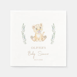 Servilleta De Papel Greenery Cute Lion Safari Animales Baby Shower