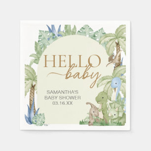 Servilleta De Papel Greenery Dinosaur Baby Shower