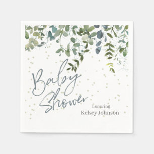 Servilleta De Papel Greenery escrito a mano Eucalyptus Baby Shower