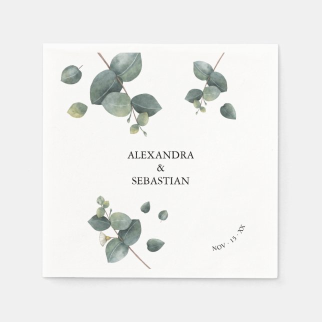 Servilleta De Papel Greenery Eucalyptus Boda (Anverso)
