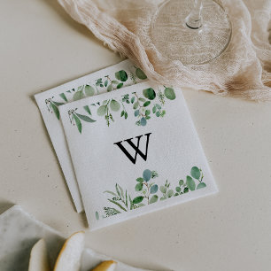 Servilleta De Papel Greenery Eucalyptus Calligraphy Monograma Boda