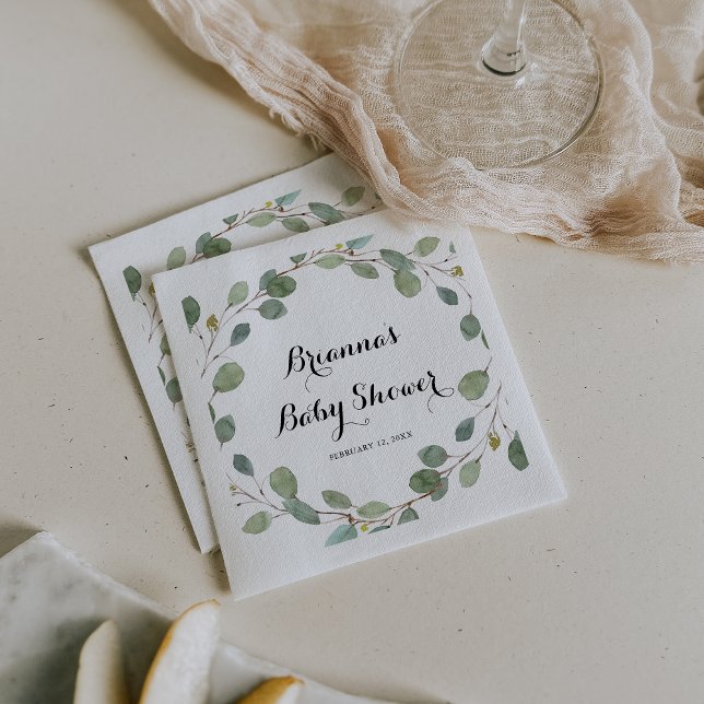 Servilleta De Papel Greenery Eucalyptus Foliage Baby Shower (Subido por el creador)
