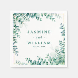 Servilleta De Papel Greenery Eucalyptus Square Frameborder Boda