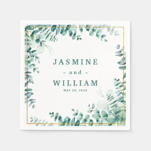 Servilleta De Papel Greenery Eucalyptus Square Frameborder Boda