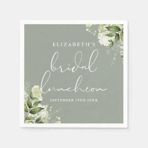 Servilleta De Papel Greenery Floral Sage Verde Desayuno Nupcial