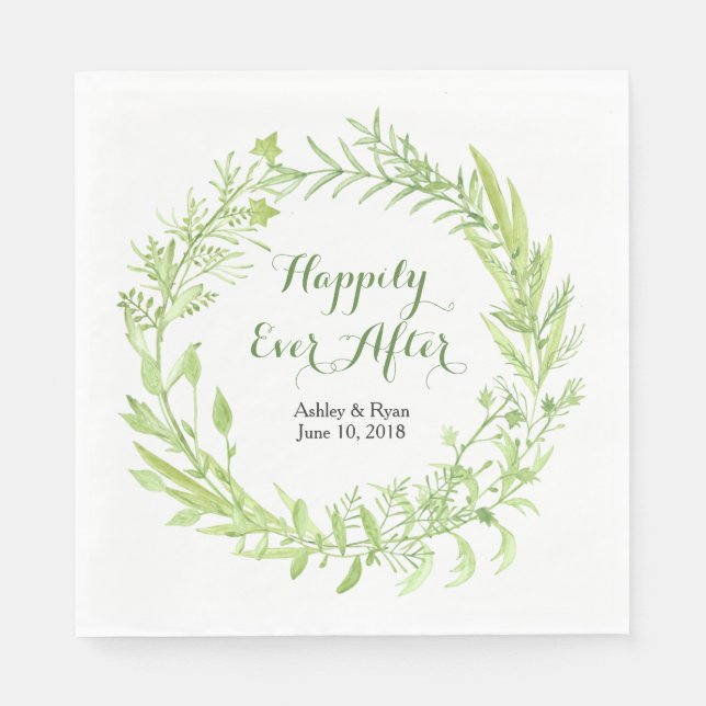 Servilleta De Papel Greenery Floral Wreath Boda (Anverso)