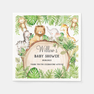 Servilleta De Papel Greenery Jungle Animals Baby Shower Primer cumplea