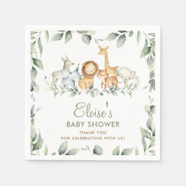 Servilleta De Papel Greenery Jungle Animals Baby Shower Primer cumplea