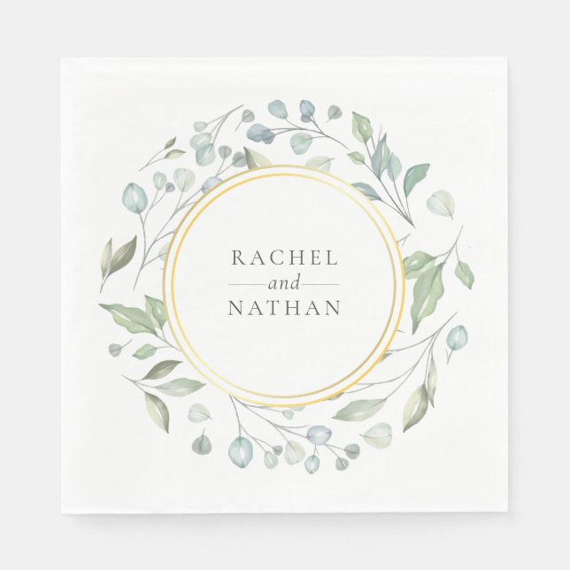 Servilleta De Papel Greenery Laurel Garland Faux Relieve metalizado do (Anverso)