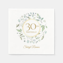 Servilleta De Papel Greenery Laurel Garland Gold 30 cumpleaños