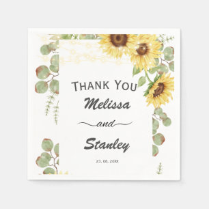 Servilleta De Papel Greenery Sunflower Eucalyptus String Boda de luz