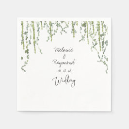 Servilleta De Papel Greenery Vines Boda Cocktail cuadrado de 5"