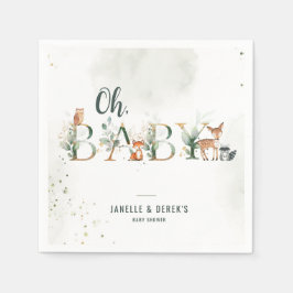 Servilleta De Papel Greenery Woodland Baby Shower