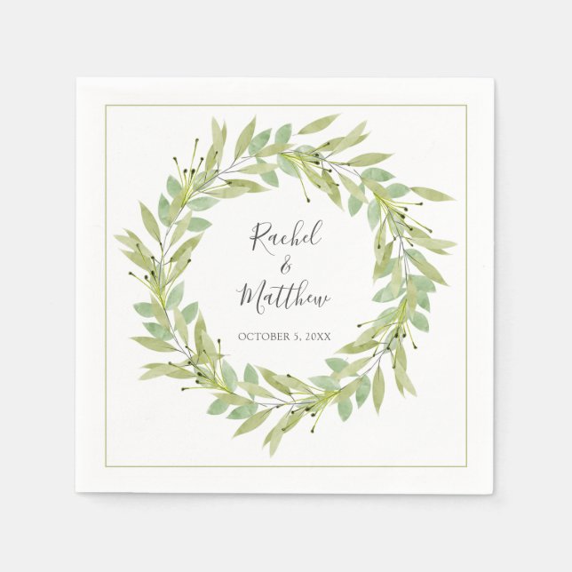 Servilleta De Papel Greenery Wreath Boda (Anverso)
