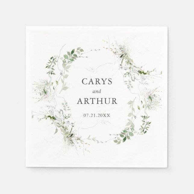 Servilleta De Papel Greenery Wreath Boda moderno (Anverso)