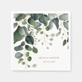 Servilleta De Papel Greenery y Eucalyptus Boda Gracias