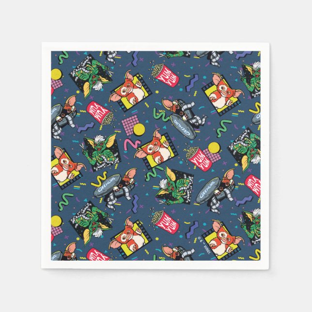 Servilleta De Papel Gremlins™ 80's Retrowave Pattern (Anverso)