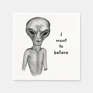 Servilleta De Papel Grey Alien , quiero creer