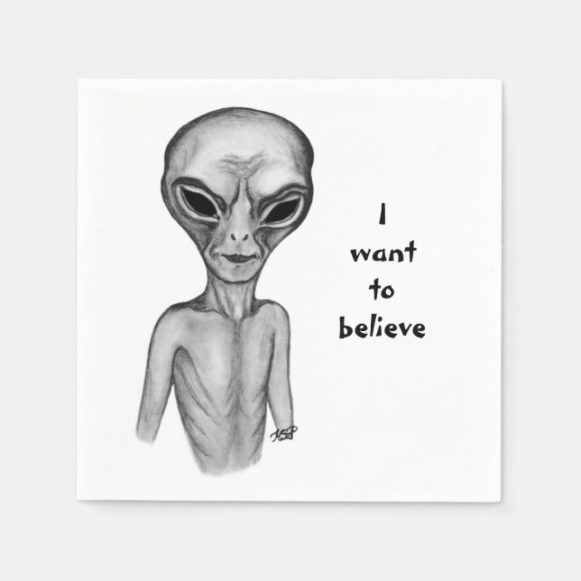 Servilleta De Papel Grey Alien , quiero creer (Anverso)