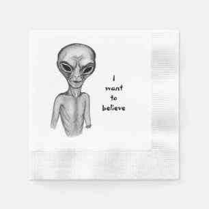 Servilleta De Papel Grey Alien , quiero creer