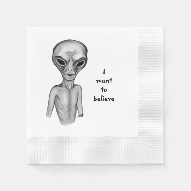 Servilleta De Papel Grey Alien , quiero creer (Anverso)