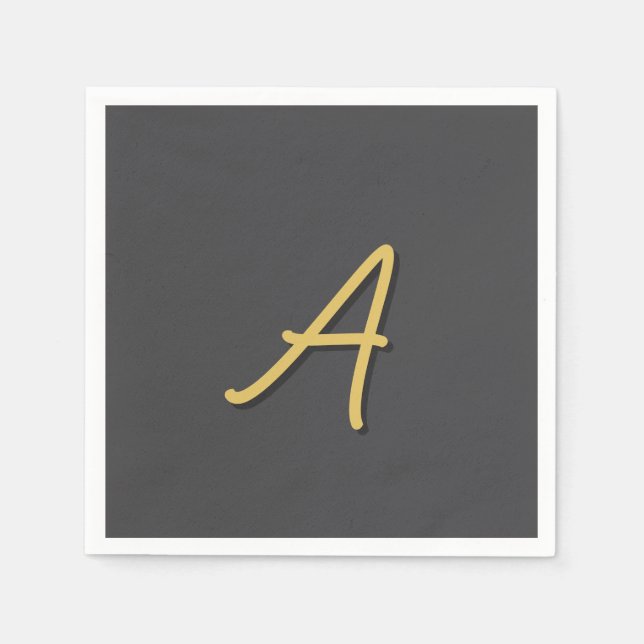 Servilleta De Papel Grey Gold Color Monogram Professional (Anverso)